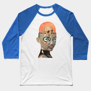 Future Girl | Skull Brain | Candy Girl Surreal Pop Art | Steam Punk  Original Surreal Painting By Tyler Tilley Baseball T-Shirt